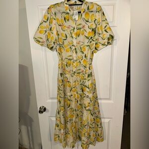 H&M Lemon Print Cream Dress